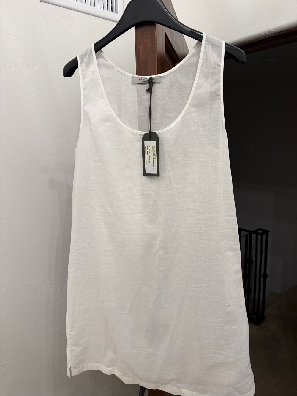 All Saints White Linen Scoop Neck Tank dress